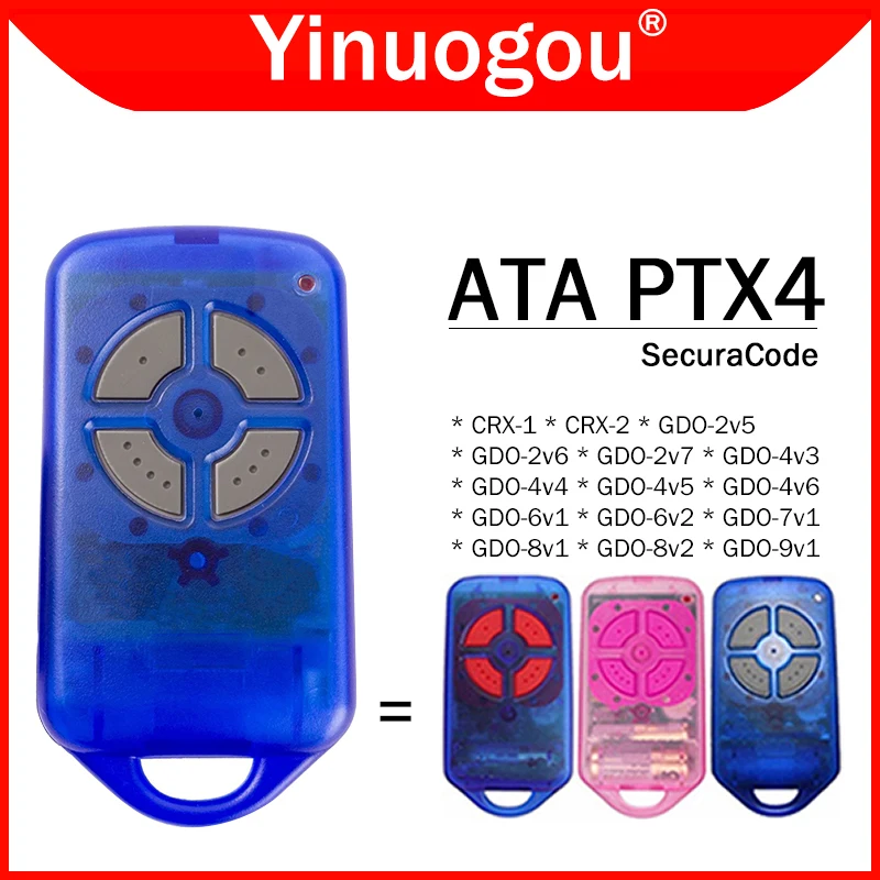 ATA PTX4 Controle Remoto Para ATA PTX4 Securacode Controle Remoto para Porta de Garagem 433.92MHz Rolling Code Transmissor Portátil Rosa Azul
