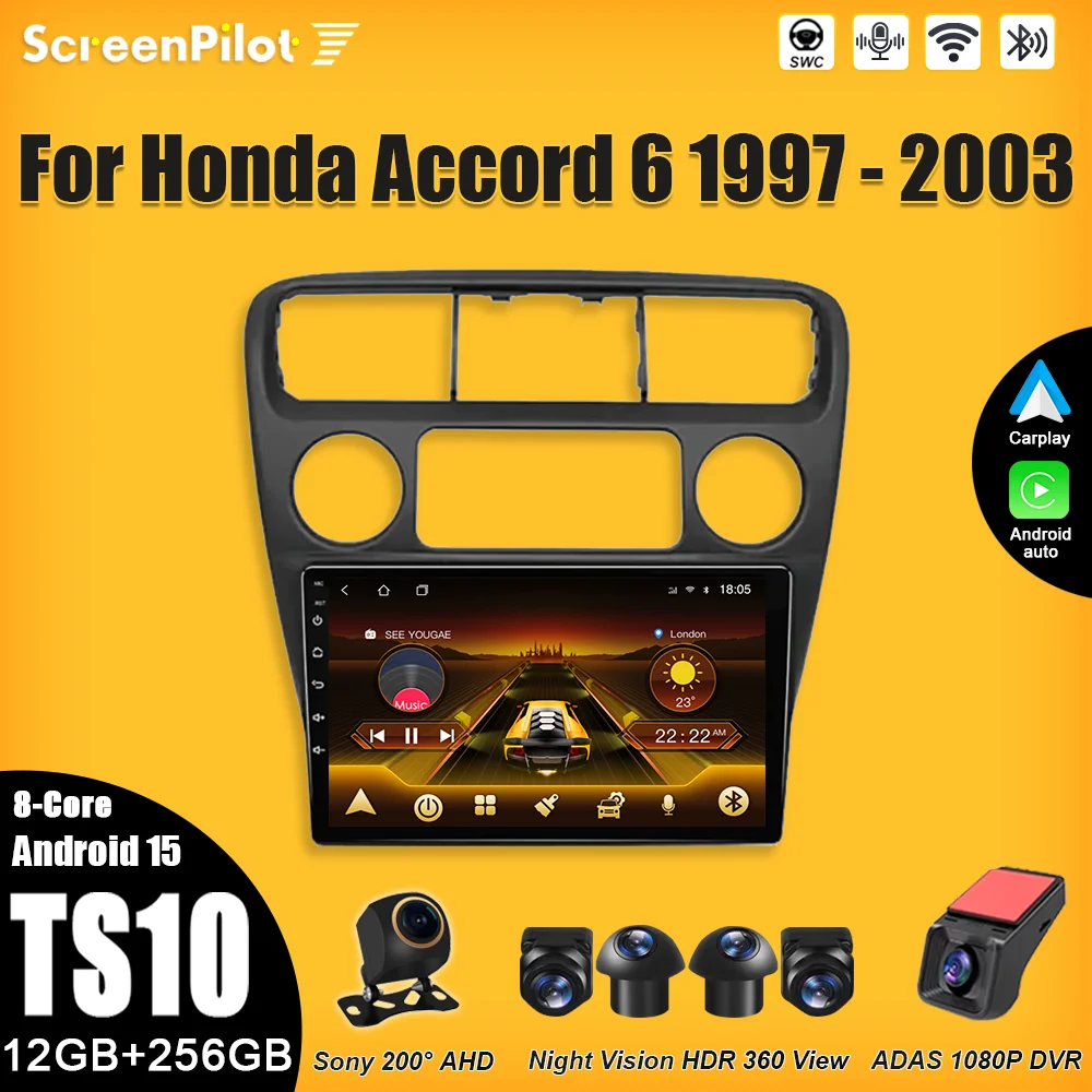 

Android 16 Player For Honda Accord 6 1997-2000 2001-2003 Multimedia Video 2 din GPS Navigation Mirror Link 8 Core Wifi 5G
