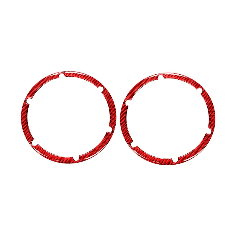 For Nissan 350Z 2006-2009 Carbon Fiber Sticker Rear Speaker Frame Ring Tweeters Bezel Trim Cover Red