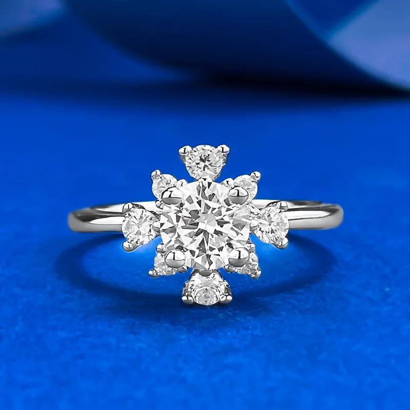 

CKT 100% стерлингового серебра 925 пробы круглой огранки 5,5 мм лабораторный сапфир высокоуглеродистые бриллианты драгоценный камень женские кольца ювелирные изделия оптом