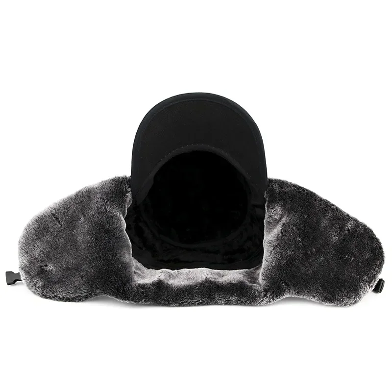 Fashion New Winter Bomber Hats Men\'s Northeast Mask Ushanka Lei Feng Hat Outdoor Windproof Keep Warm Thick Earmuffs Flat-Top Cap