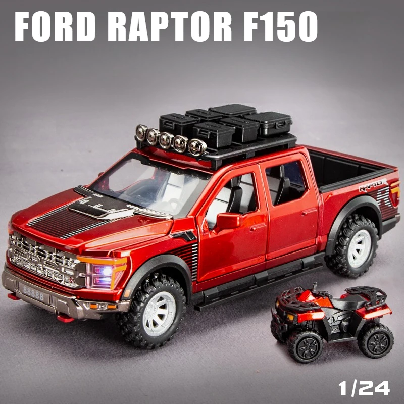 

1:24 Ford Raptor F150 Pickup Alloy Car Model Simulation Off-road Vehicle Sound Light Kids Toys Gift Collect Ornaments