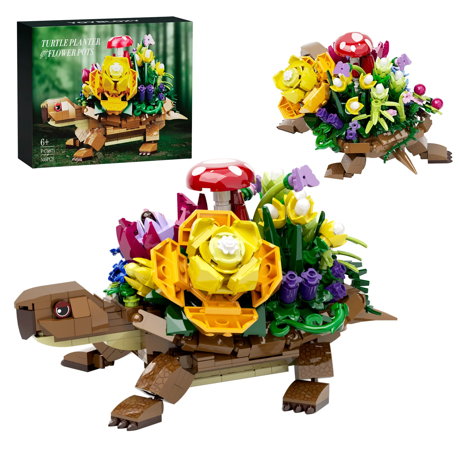 

MOC Turtles Animals Planted Flowers Pots Building Blocks Ideas Set Turtle Seeder Flower Bricks Desktop Decoration Model Toy Gift