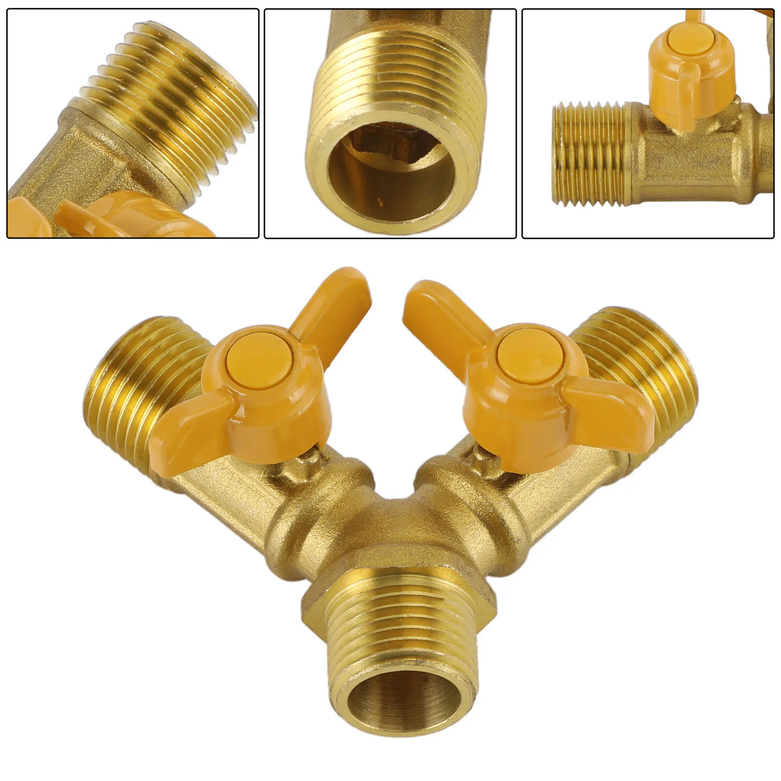 

Areyourshop 3 Way Shut off Ball Valve 1/2" Hose Barb Y Shaped Valve 2 Switch Brass Fitting