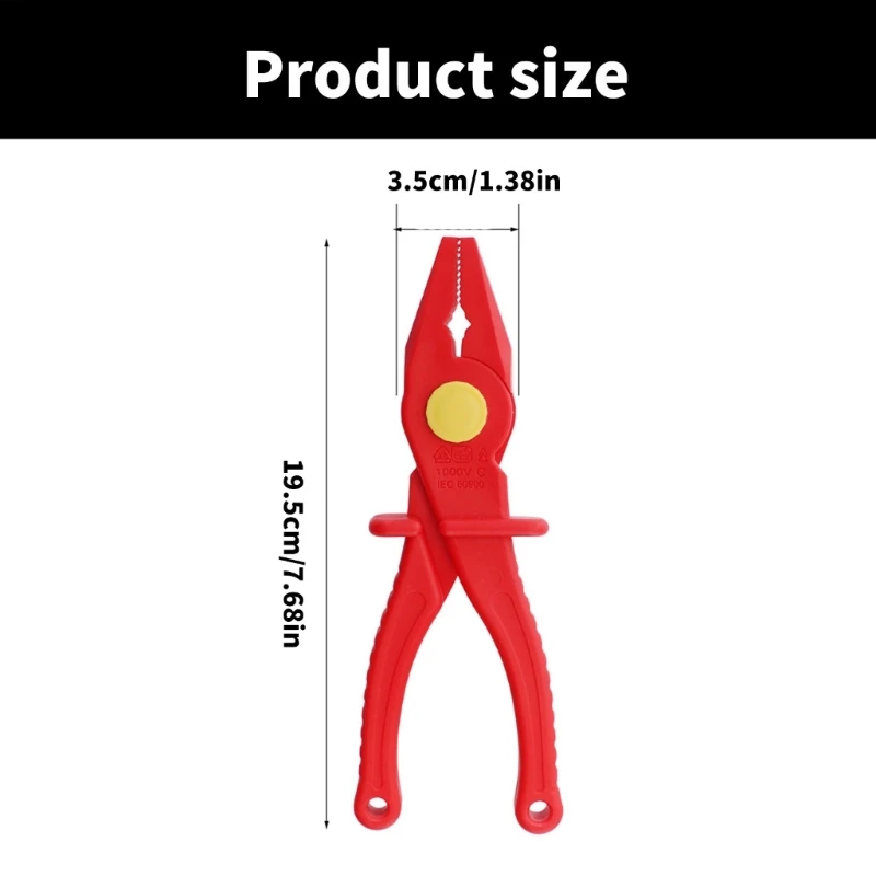 Wear Resistant Insulated Pliers, Nonslip Grip for Instrument Installation Tasks Dropship