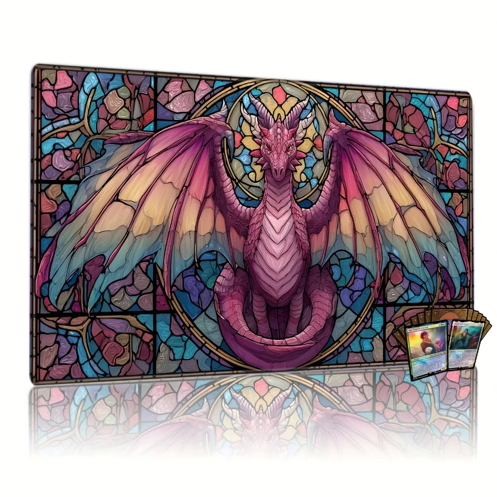 Colorful glass dragons and magical creature game mats are compatible with TCG/CCG/RPG tabletop games - with vividly designed