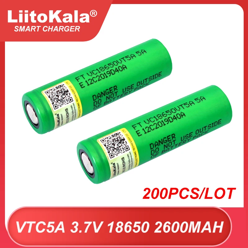 Wholesale LiitoKala 100% Original 3.6v 18650 VTC5A 2600mah Lithium Rechargeable Battery VC18650VTC5A High Drain 30A Discharge