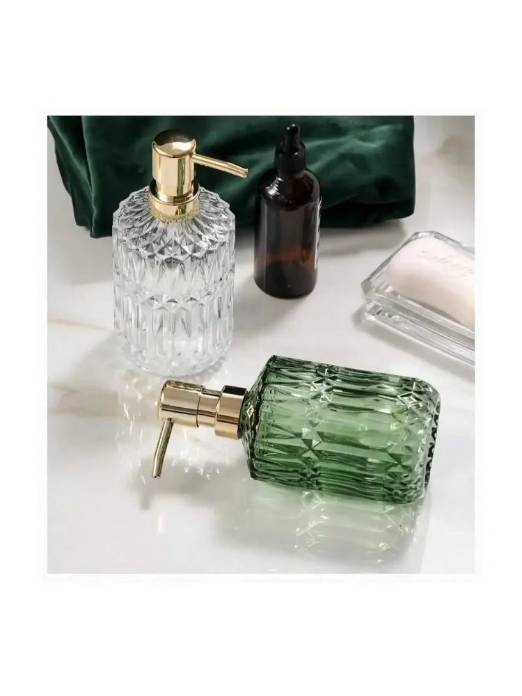 400ML Manual Liquid Soap Dispenser Clear Glass Hand Sanitizer Bottle Containers Press Empty Gel Bottles Bathroom Accessories
