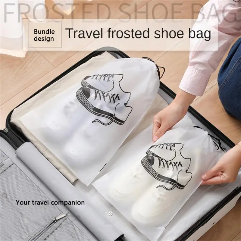 Shoes Storage Bag Clear Drawstring Dustproof Pouch Travel Shoes Organizer Transparent Shoe Packing Bag Portable Hanging Pouch