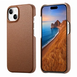 Fashion Leather Litchi Texture Phone Case For iPhone 15 Pro Max 14 11 12 13 Pro XS Max 7 8 Plus X XS SE 3 Solid Color Hard Cover
