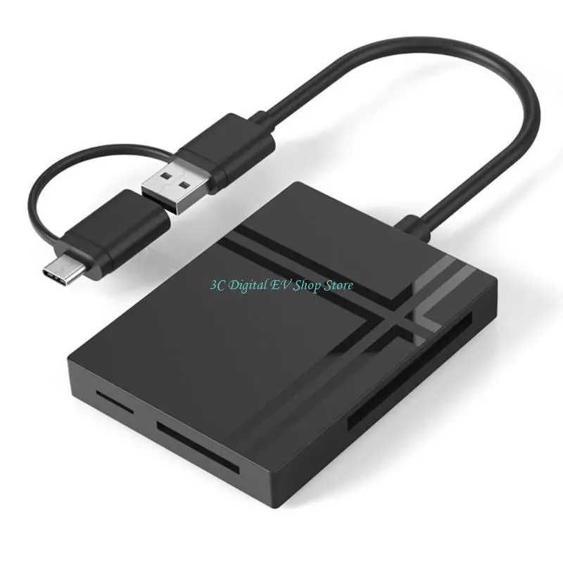 E74D USB3.0 Card Reader Plug & Use SDHC-XD-CF-MS-TF Card 5-in-1 Memory Card Reader