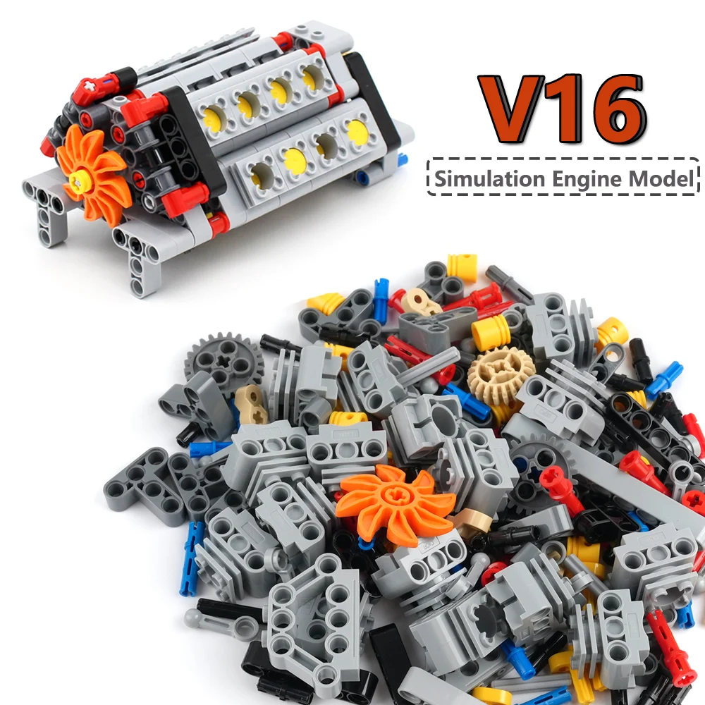 

V16 Simulation Engine Model Piston Version Mechanical Engineering Toy for Adults DIY Assembly Bricks Toy Christmas Gifts