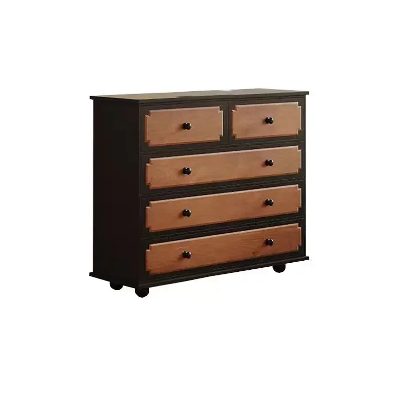 

American solid wood chest of drawers, storage lockers, retro bedroom, living room, European light luxury wall household drawers