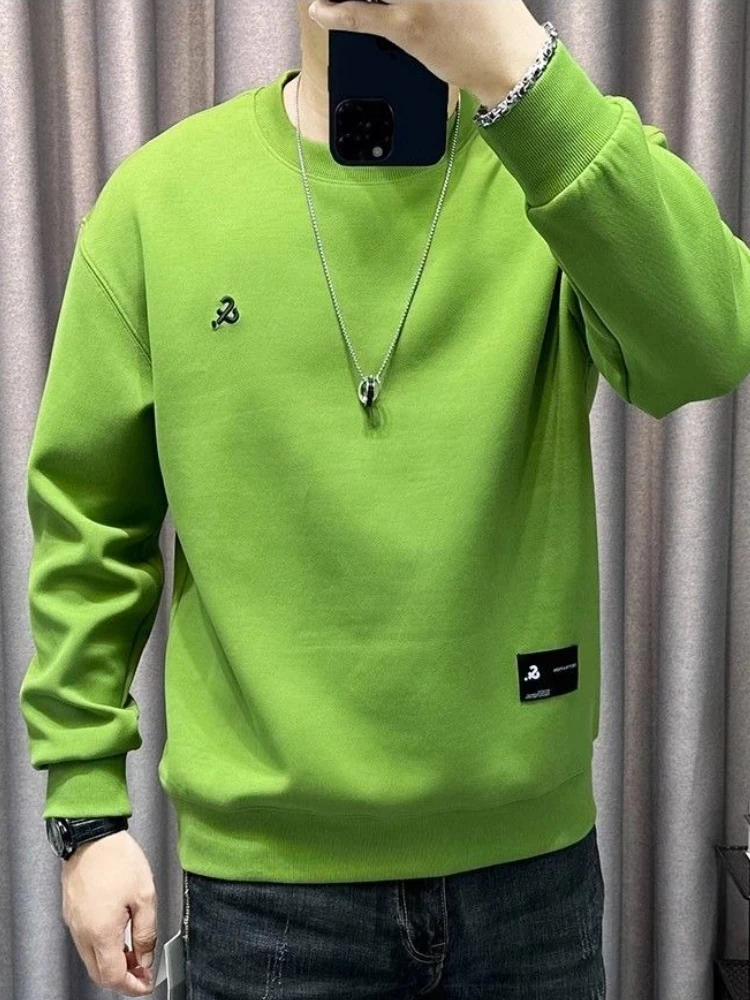 Crewneck Sweatshirts for Men Green Funny No Brand Aesthetic Y2k Vintage S High Quality Luxury Emo Loose Man Pullover Round Neck - view 4