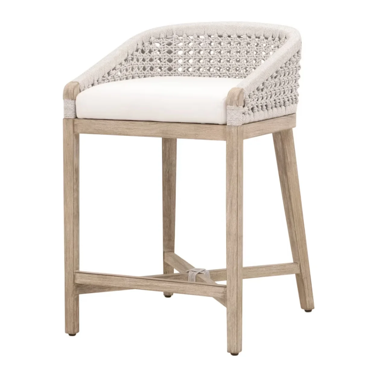 

# Simple Design Woven Rope Solid Wood Upholstered Barstools for Kitchen Restaurant Noshery Garden Patio