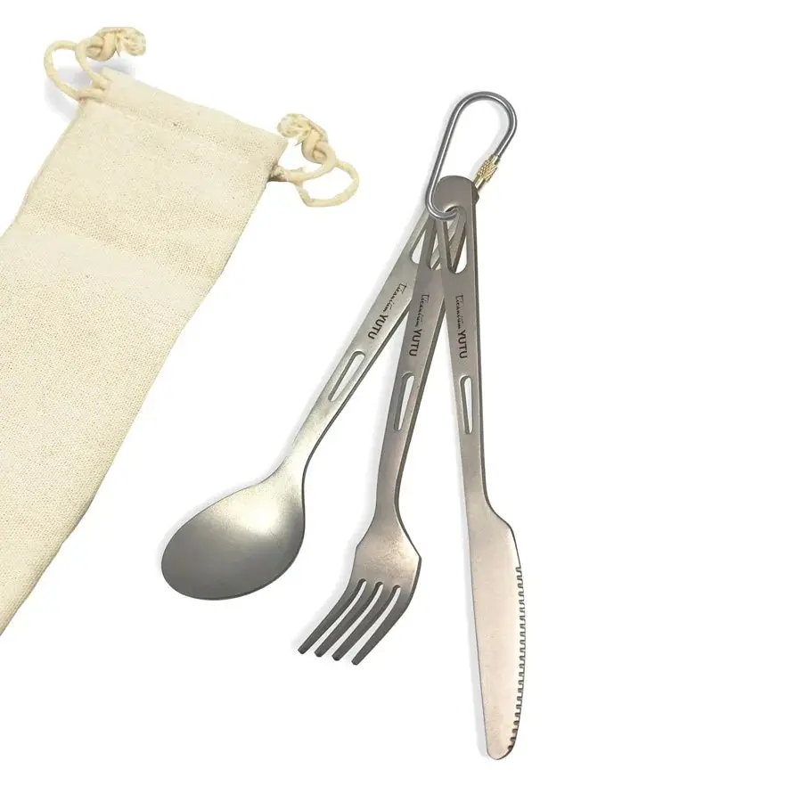 Titanium Tableware Set Outdoor Household Spoon Fork Knife Chopsticks Camping Travel Portable Tableware Set image 3