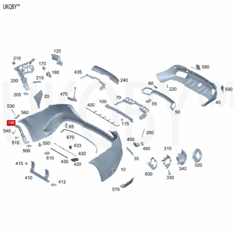 Me rc ed es Be nz GL E 450 4MATIC [ 167106 ] غطاء المصد الخلفي أ 1678851503   أ 1678851603