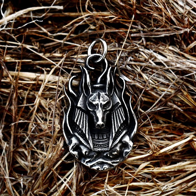 BEIER Stainless Steel Egypt Cross Anubis God Finger pendant For Men Punk Wolf Head Statement Retro Jewelry BP8-779