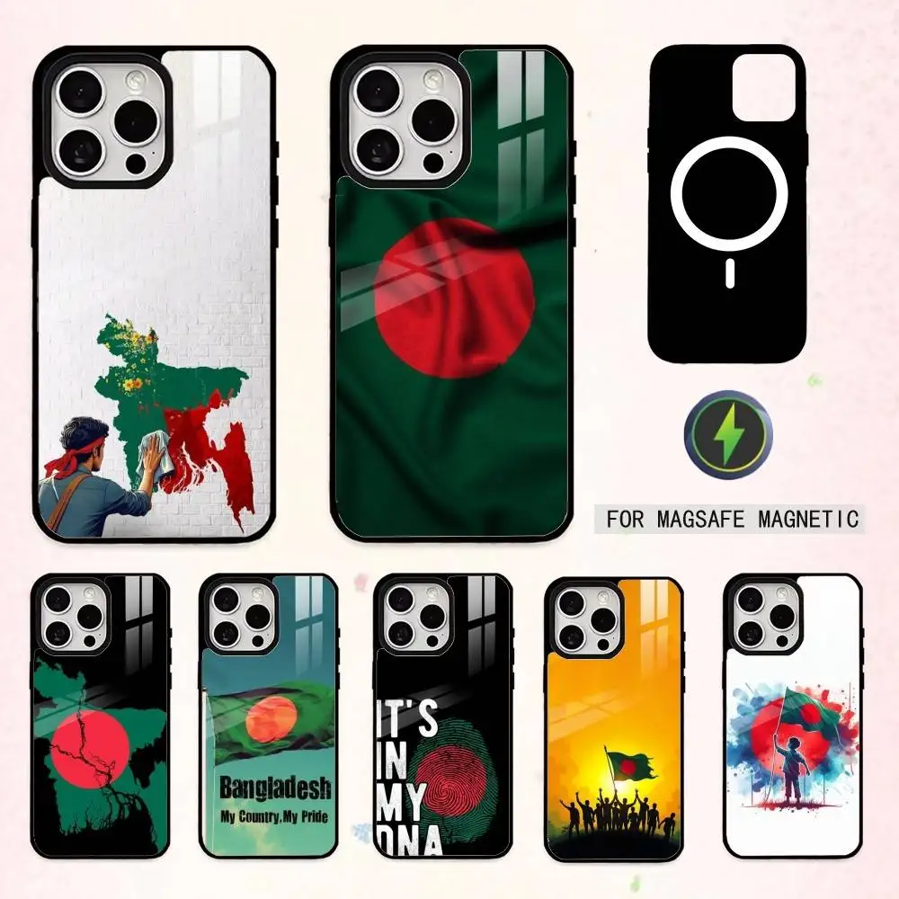 

Cool B-Bangladesh Flag Phone Case For iPhone17,16,15,14,13,12,11 Plus,Pro Max Magnetic For Magsafe Wireless Charging