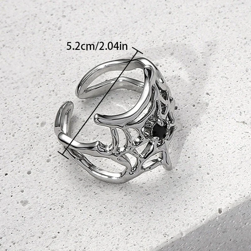 3 Stijlen Galvaniseren Zwart Hart Spinnenweb Opening Vinger Ringen Onregelmatige Y2K Vintage Ringen Punk Gothic Sieraden Party Geschenken
