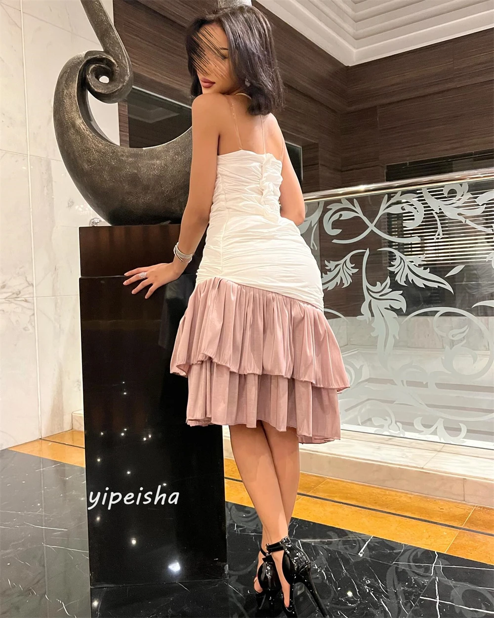 Customized Jiayigong s Pleat Draped Valentine's Day A-line Strapless Bespoke Occasion  Knee-Length