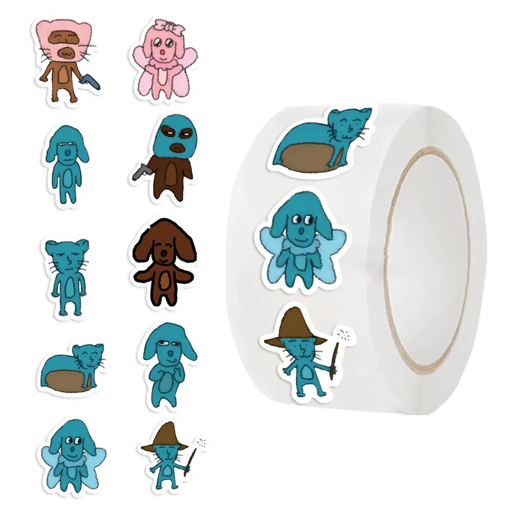 500Pcs/Roll Hot-Selling Ugly Cute Orange Puppy Washi Tape  - Quirky Pet Decor for Journal & Envelope Sealing AnimeWorlds Store