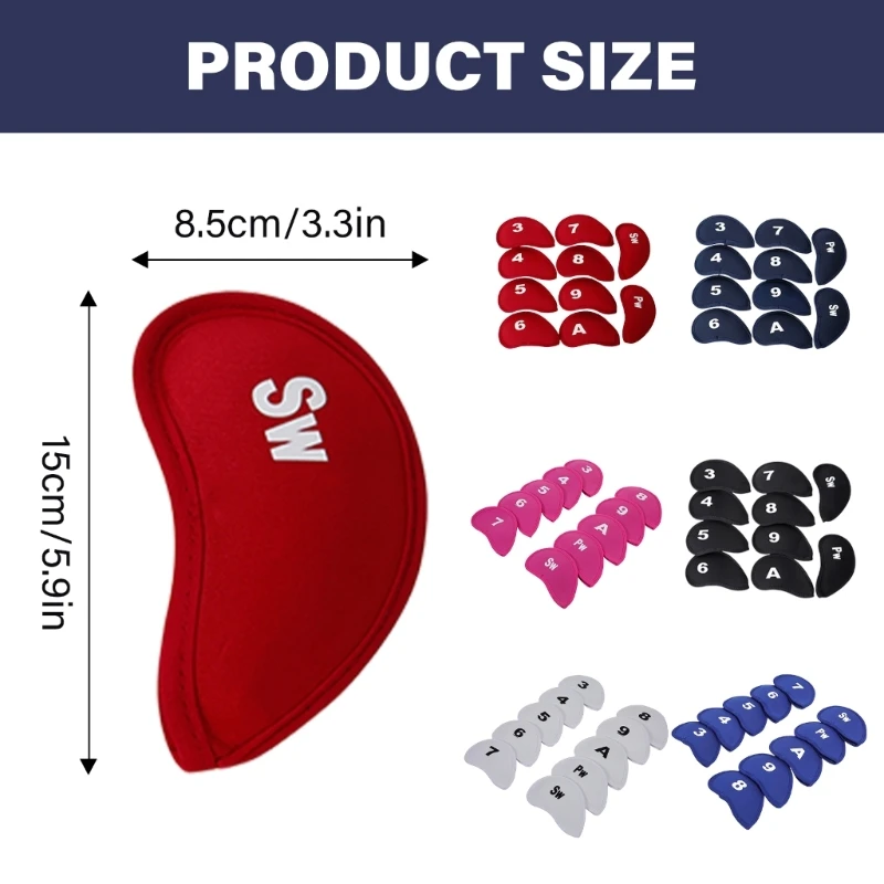 10Pcs Wedges Iron Club Protective Headcover Putter Protector with Number Tag Golfs Iron Club Head Cover Golfs Supplies