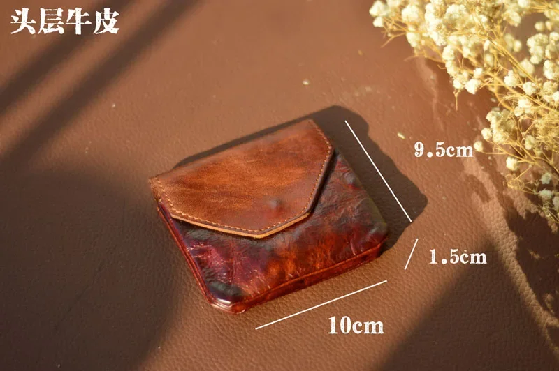 محفظة رجالي من الجلد الطبيعي مع جيب للعملات المعدنية، محفظة كاجوال بسيطة قابلة للطي للرجال