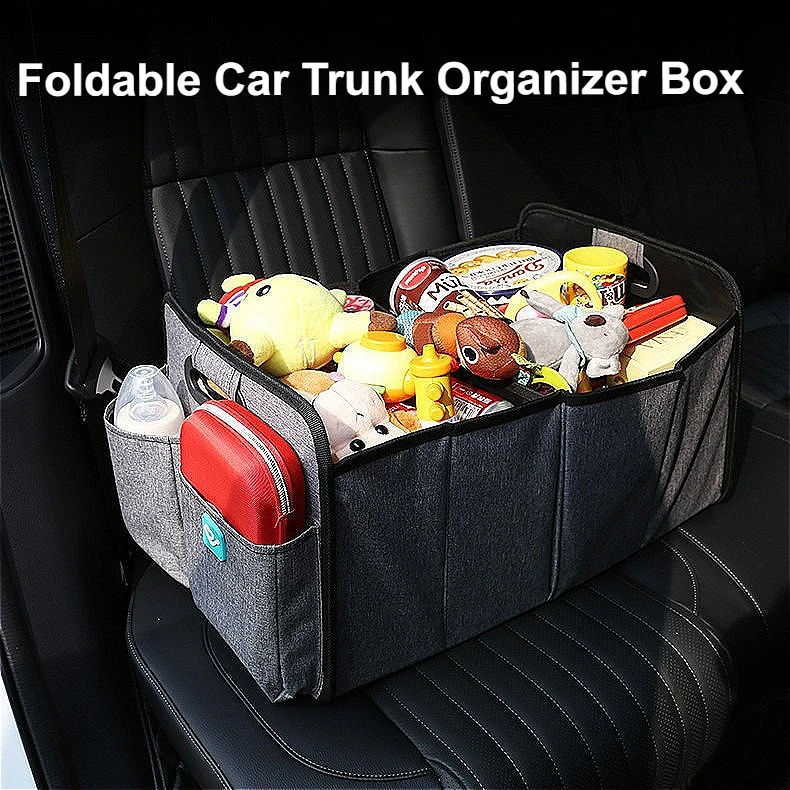 

Foldable Car Trunk Organizer Box - Collapsible Storage Container for Auto Interior, Multi-Compartment Car Accessories Organizer