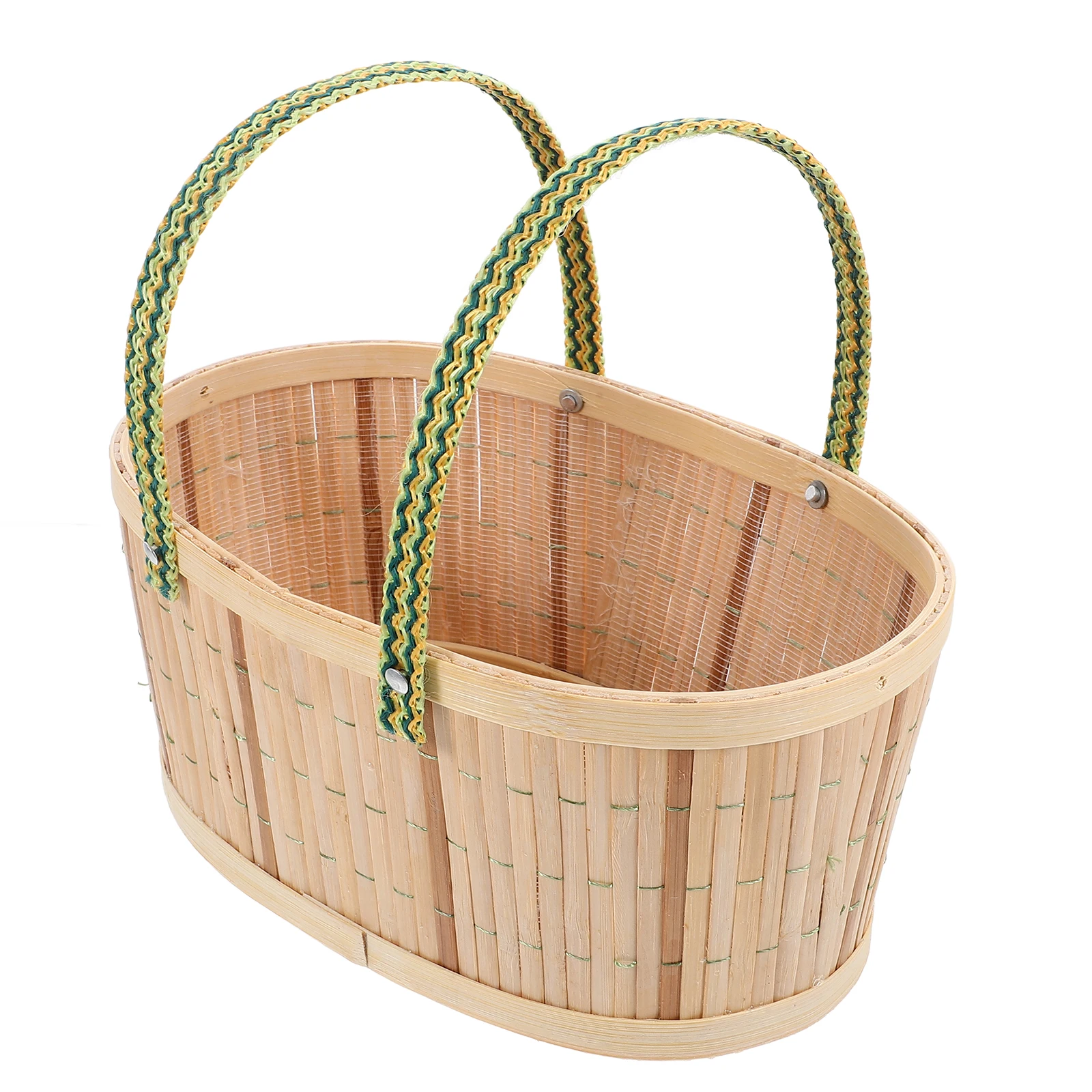 

Bamboo Basket Egg Gathering Fresh Eggs High Capacity Handle Bread Baskets Woven Fruit Storage Home Decor Kitchen Bar Accessories