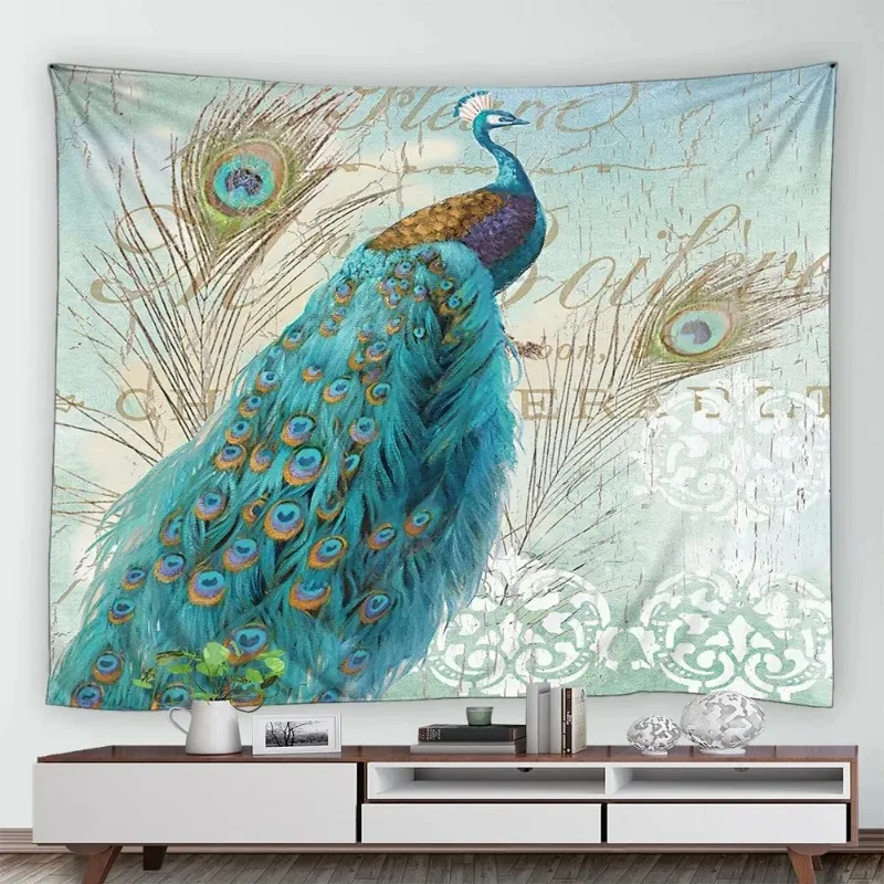 Green Peacock Decorative Tapestry Office Living Room Decor Home Wall Tapestry