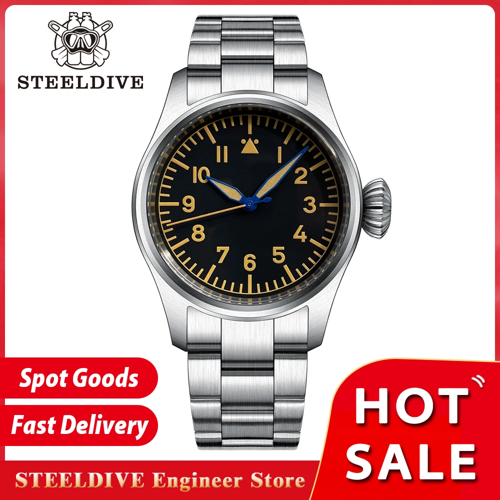 STEELDIVE SD1928A Luxury Mechanical Watch NH35 Movement Onion Crown Swiss C3 Green Luminous 316L Stainless Steel Dive Wristwatch