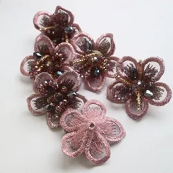 6pc/set 3D Flower beaded patches for clothing Sew on patch appliques decorative parches bordados para ropa Embroidery applique