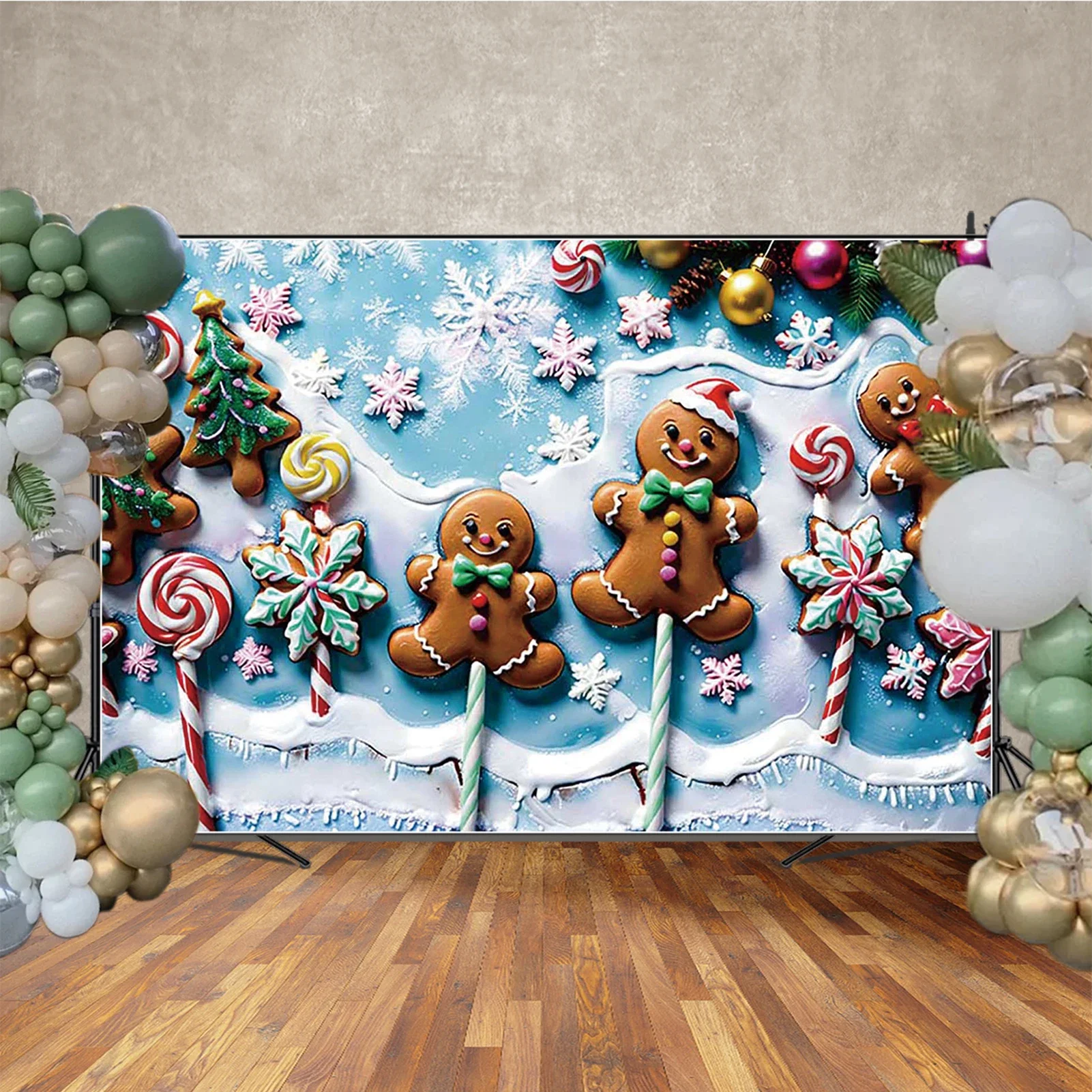 MOON.QG New Year Christmas Day Party Backdrops for Photography Gingerbread House Lollipop Candy Background Photozone Photo Wall