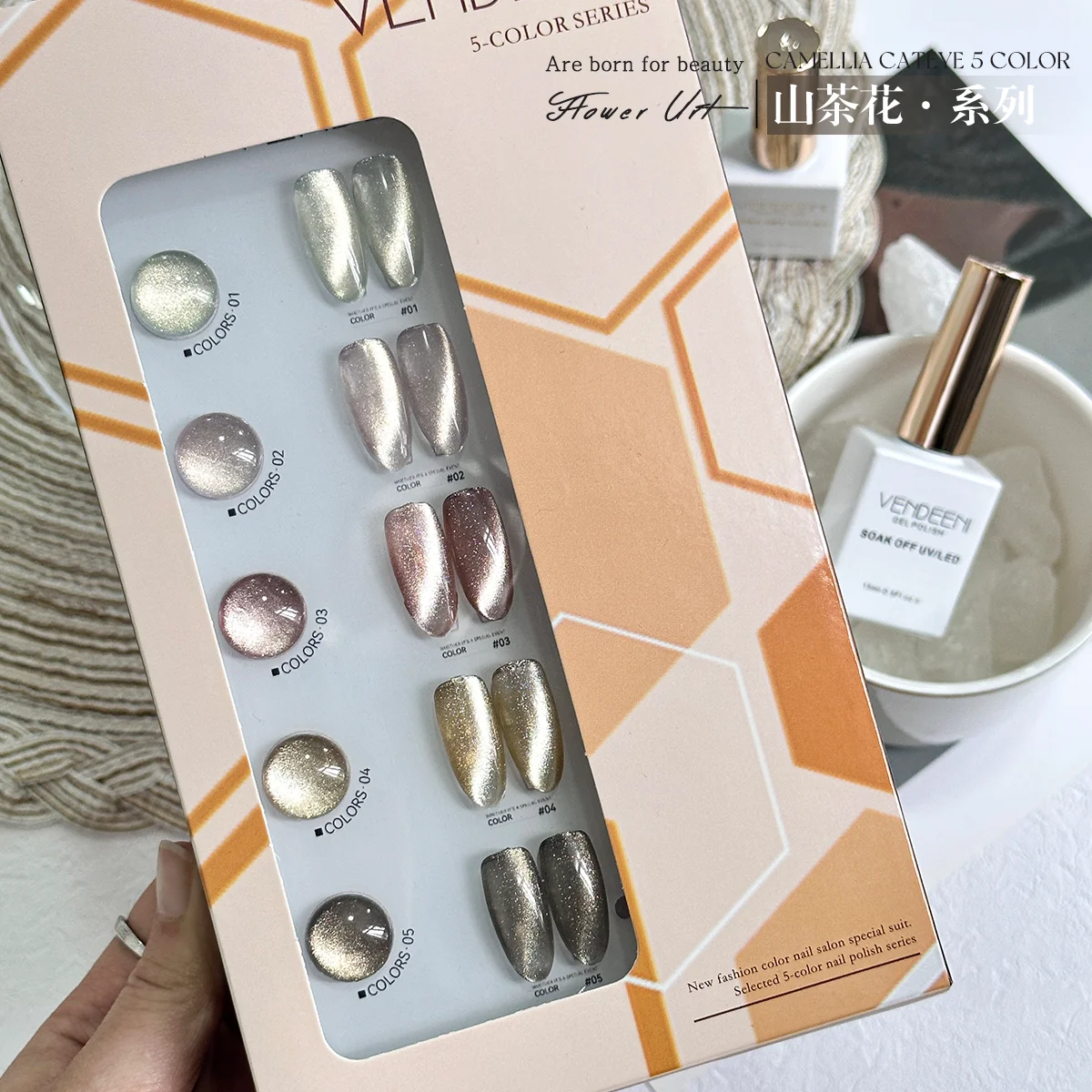 vendeeni 2025 usine nouvelle mode offre spéciale Kit d'art des ongles peau nue Gel UV Salon de manucure en gros 5 couleurs Kit de vernis à ongles Gel Uv