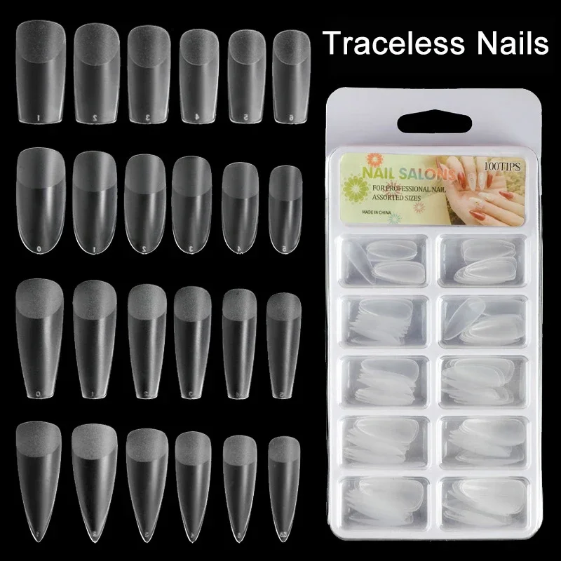 Buy in Bulk Pay One Shipping Fee Only 100 Pieces/Box Ultrathin Nails Fake Soft Gel No-trace False Nail Tips Half Traceless