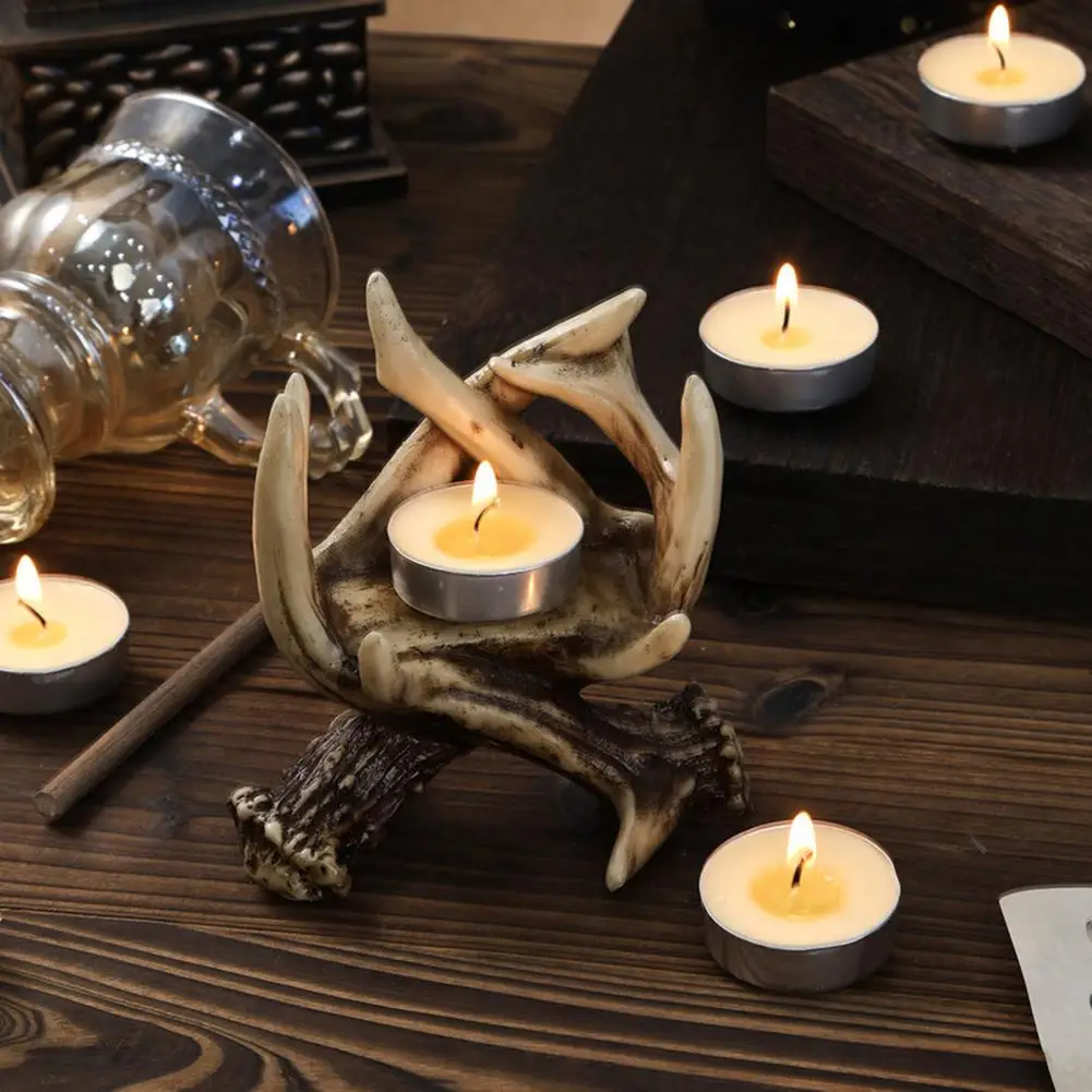 Vintage Candle Holder Elegant Deer Antler Candle Holder for Home Office Decor Vintage Tealight Stand Centerpiece with Intricate