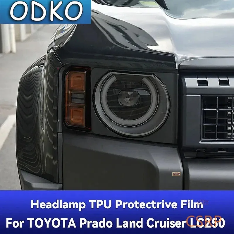 For TOYOTA PRODO Land Cruiser LC250 2024 2025 Car Headlight Protective Film Headlamp Restoration Transparent Black TPU Sticker
