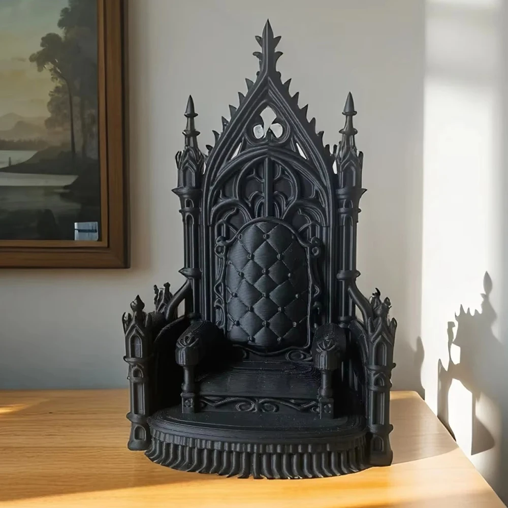 3d Printed Gothic Style Throne Exquisite Patterns Cool Look for 1/12 1/14 Doll Figure Home Decor Desk Decoration Figurines