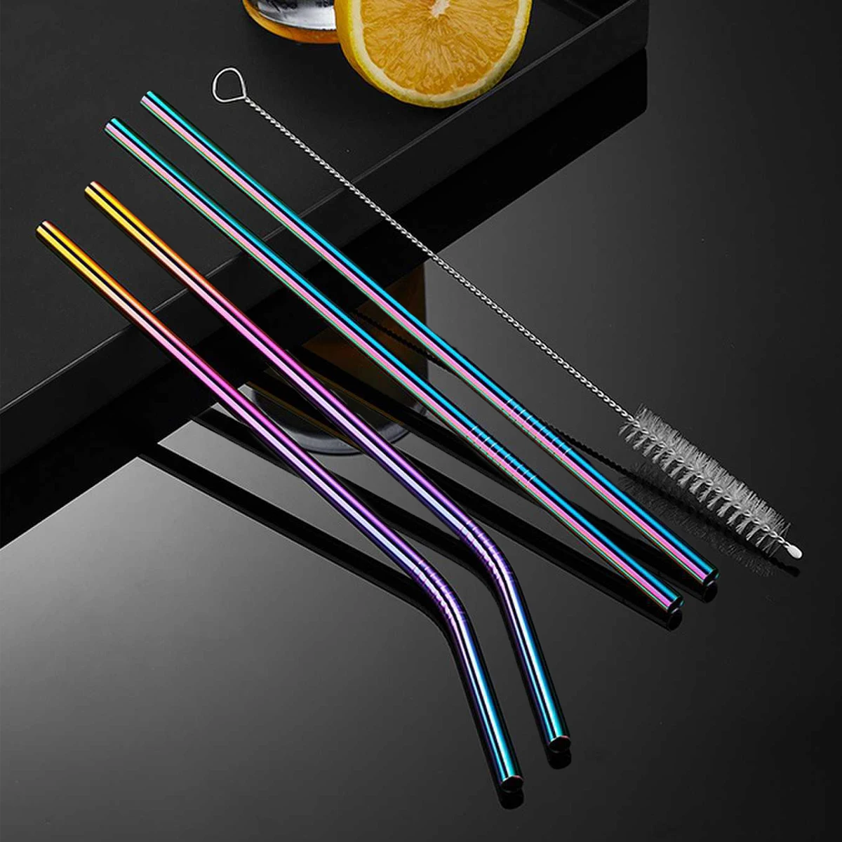 Set of 4 Stainless Steel Straws Set Eco Friendly Drinking Straw Party Favor Bar Accessory Reusable Metal Straws