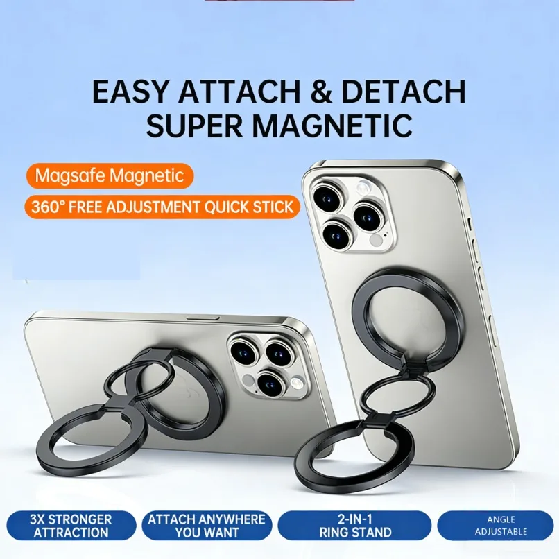 

Car Dual Magnetic Phone Holder Stand Universal Dashboard/Desk/Fitness/Iron Planes For Magsafe iPhone 17~12 Pro Max Fold Bracket