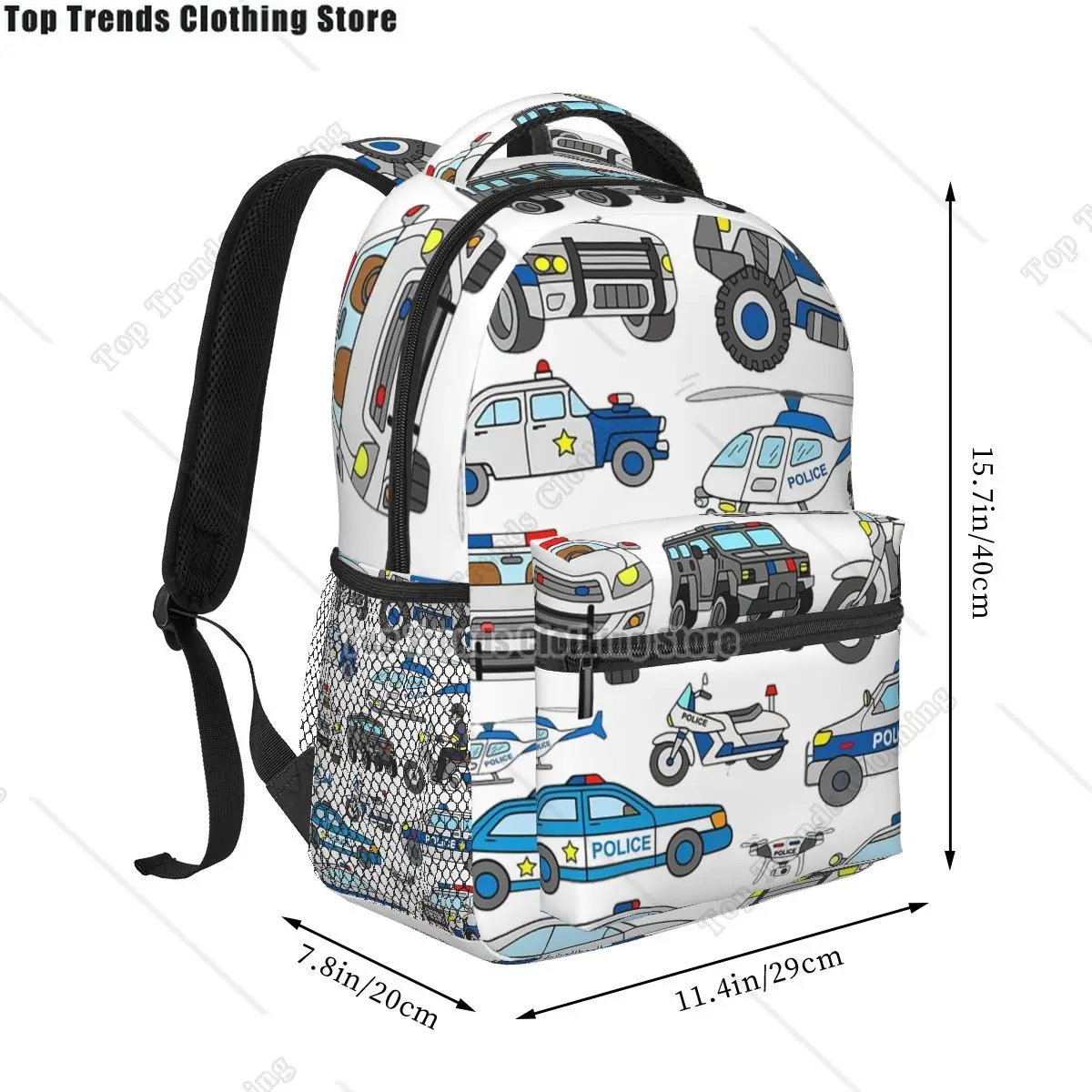 حقائب ظهر بتصميم سيارة الشرطة للأولاد والبنات حقيبة كتب للطلاب حقائب مدرسية كرتونية للأطفال حقيبة كتف بسعة كبيرة