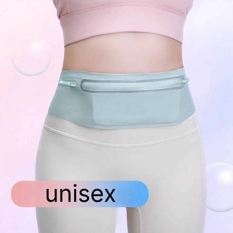 Sporty Waist Pack Women Men Fitness Ultra Thin Invisible Portable Small Bags Adjustable Waterproof Reflective Strip Waist Bag