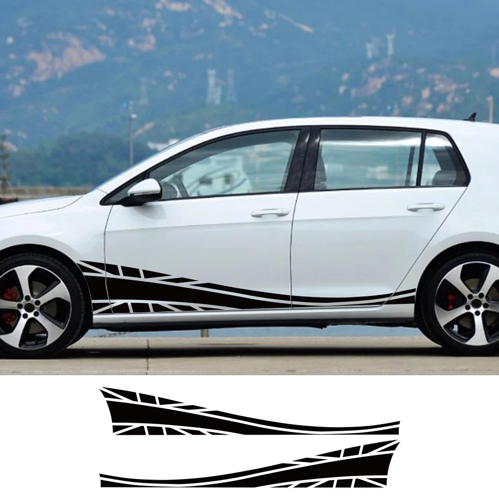2PCS Car Door Side Skirts Stickers Waterproof Vinyl Decals PVC Car Body Decoration Stickers Accessories For Volkswagen VW Golf