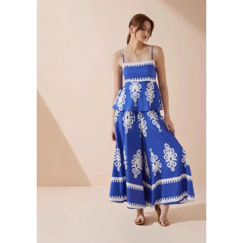 Novedad de verano a la moda, conjunto de pantalones ajustados con espalda descubierta y temperamento para mujer, ropa de mujer europea y americana