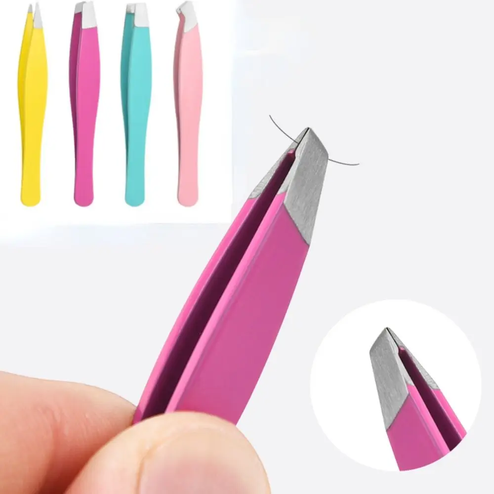 Hair Beard Removal Eyebrow Tweezers Trimming Tool Eyelash Extension Tweezer Slanted Pointed Tip Manicure Colorful