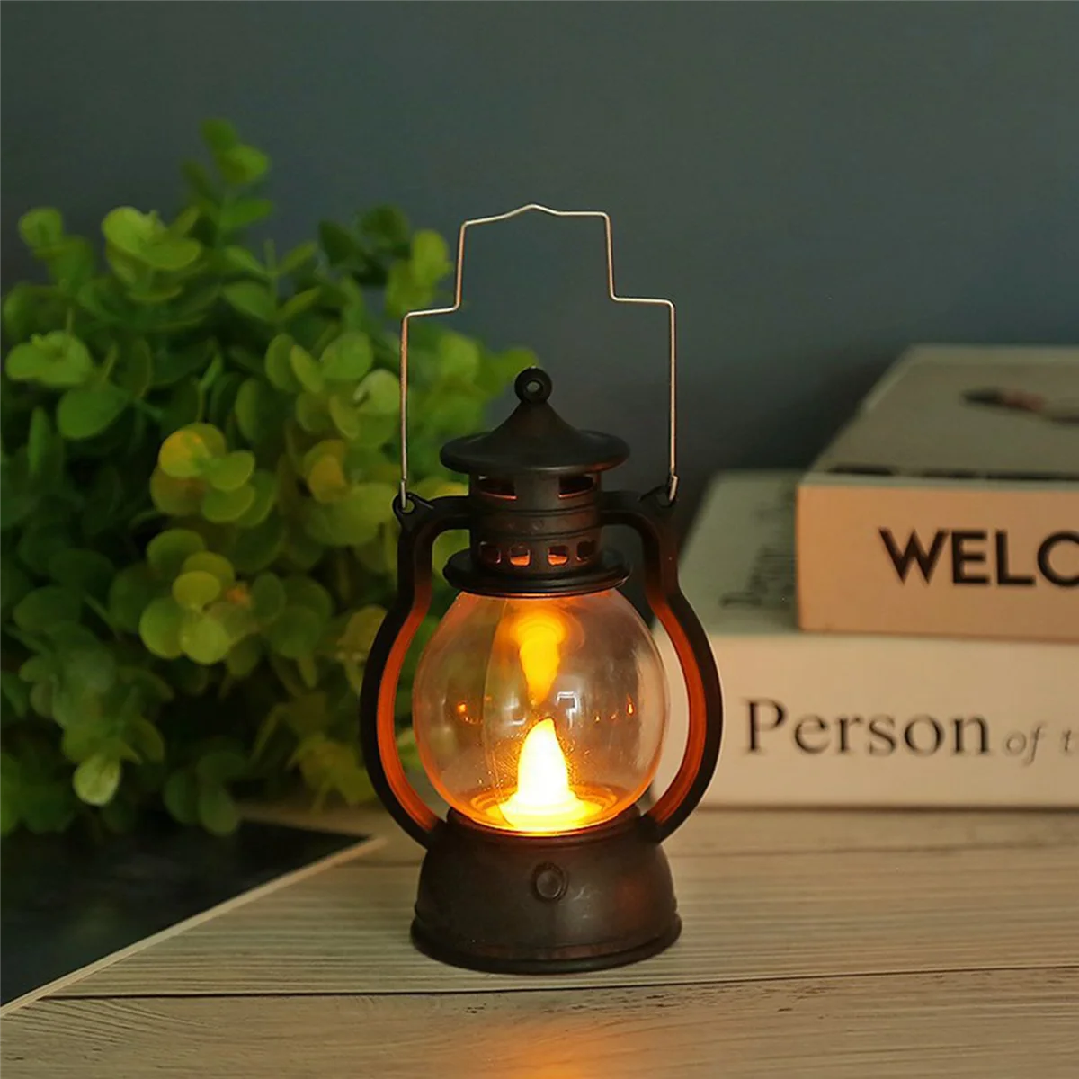 12 Pcs Mini Lantern Decorative with LED Candle Vintage Lantern Hanging Candle Lanterns Battery Operated Lantern Copper