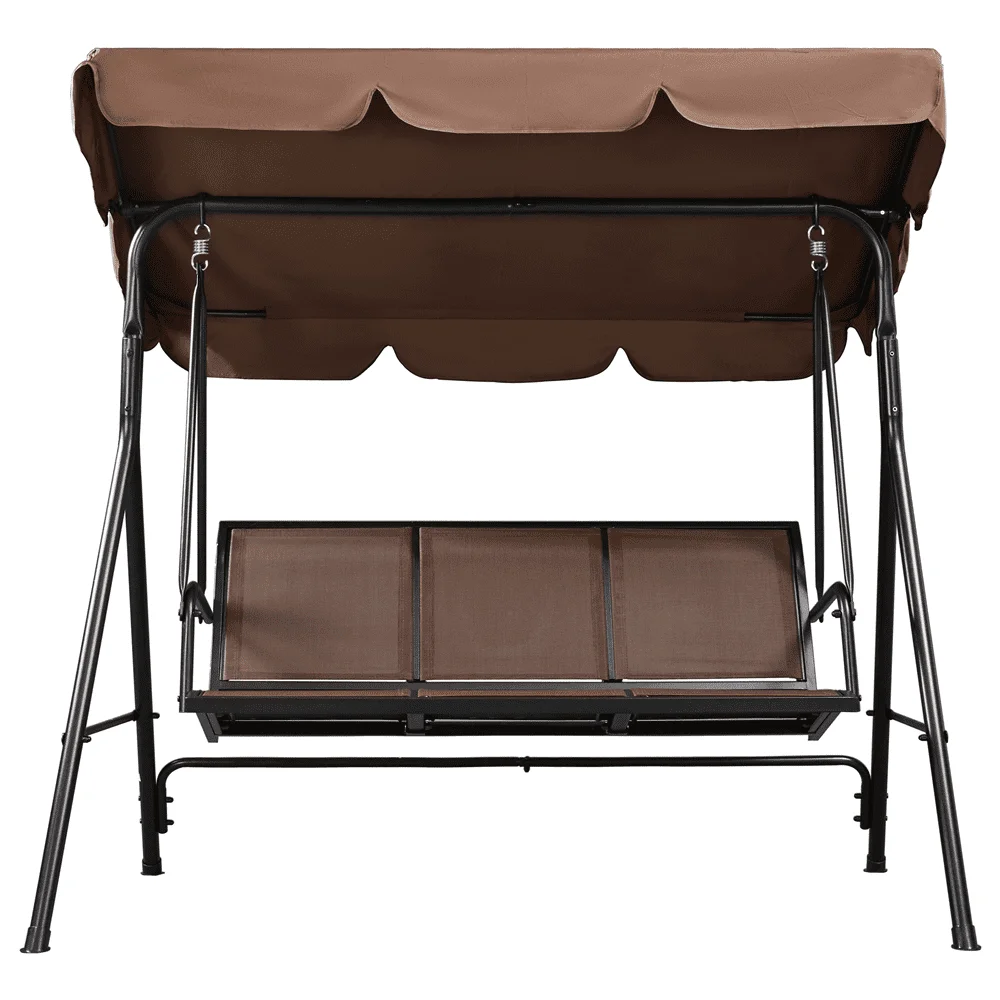 

3-Seat Patio Canopy Porch Hanging Swing Chair for Outdoor, Dark Brown