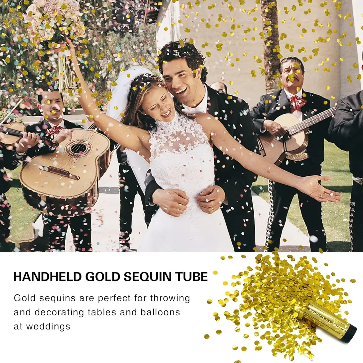 Picture 5: 4Packs Gold Confetti Cannons Celebration Firework Cannon Confetti Popper Handheld Graduation Xmas Birthday Wedding Party Supply