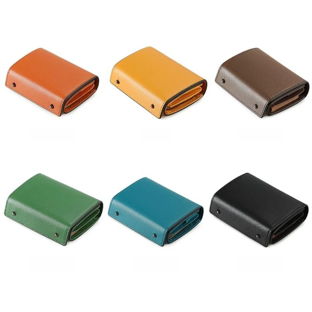 PU Leather Business Short Wallet Snap Closure Solid Color Tri-fold Card Holder Ultra-Thin Design Multi-slot Design Coin Purse